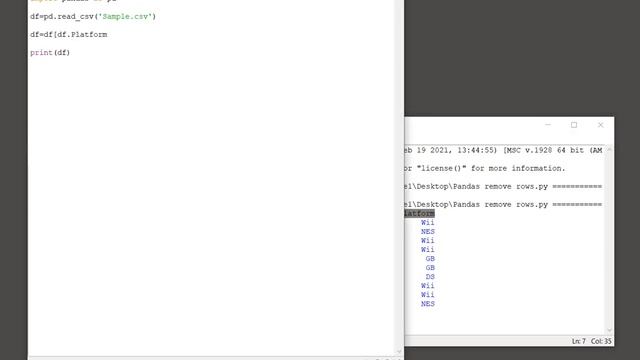 Python Pandas - Delete rows in based on column value смотреть онлайн