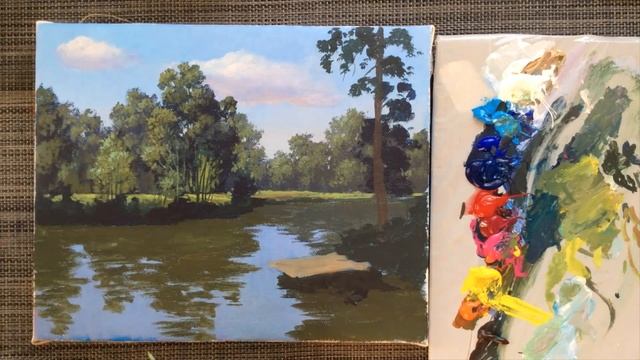 Уроки рисования. Как рисовать пейзаж. Как рисовать акриловыми красками. Как рисовать воду акрилом. смотреть онлайн