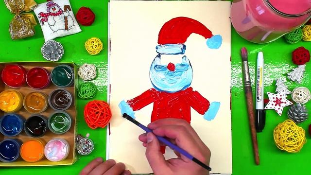 Дед Мороз КРАСКАМИ рисуем ГУАШЬ урок рисования от Рыба Кит папа рисует смотреть онлайн