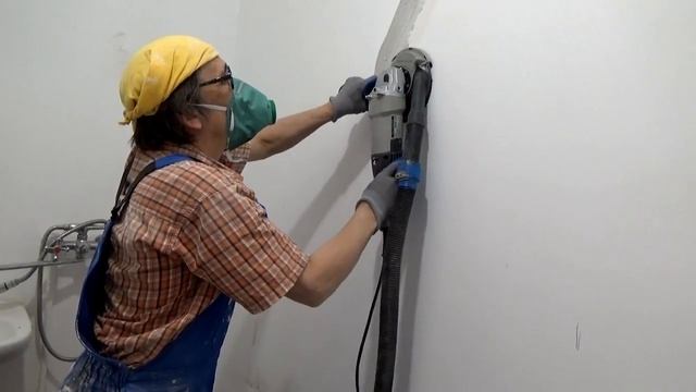 УШМ Интерскол с пылеудалением Шлифовка бетонных стен смотреть онлайн