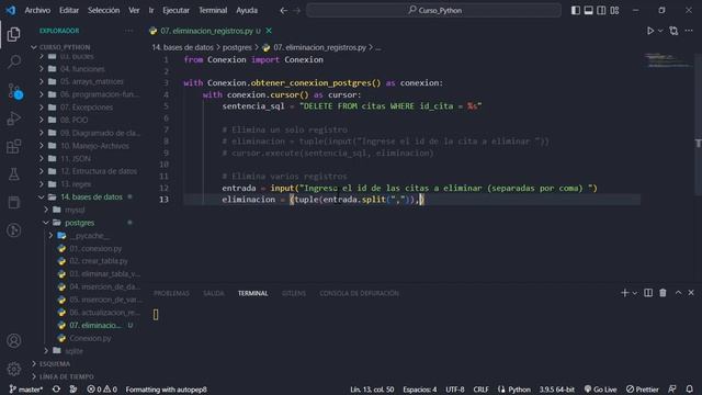 127. Curso Python || Bases de Datos || Eliminación de Registros en PostgreSQL, MySQL y SQLite смотреть онлайн