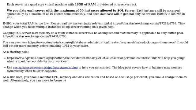 Databases: Recommended memory configuration for many SQL Server instances per server смотреть онлайн
