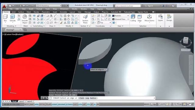 3D AutoCAD - How to draw apple In autocad смотреть онлайн