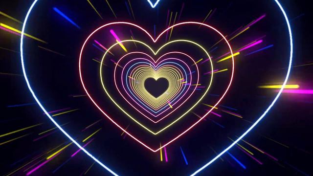 Neon Lights Love Heart Tunnel And Romantic Abstract Glow Particles Background #tunneltrend
