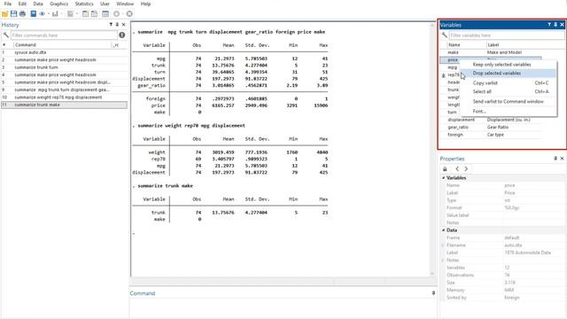 Stata Variable and Properties Windows - Quick Overview смотреть онлайн