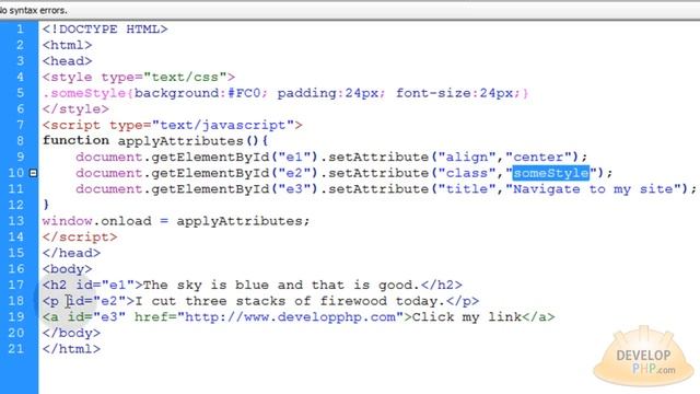 Javascript setAttribute removeAttribute Methods Tutorial смотреть онлайн