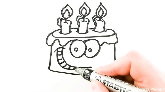 Рисуем тортик на День Рождения Малышата Рисуют #181 смотреть онлайн