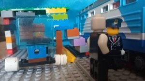 лего вокзал и скорый поезд поезд Железная дорога, два друга.