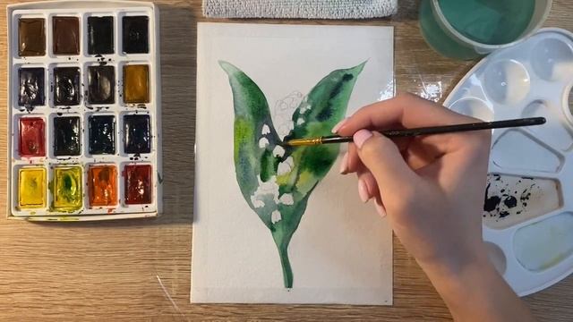 Как нарисовать ландыш карандашом и акварелью начинающим | Рисунок для детей смотреть онлайн