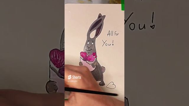 Влюбленный зайка рисунок акриловыми красками ?? #shorts смотреть онлайн