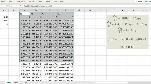 How to solve initial value ode system in Excel and Google Sheets with IVSOLVE() смотреть онлайн