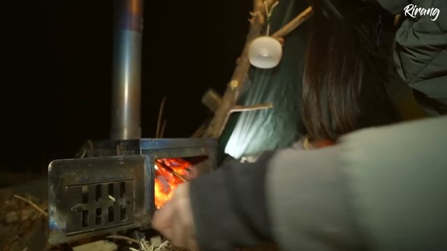 -2℃ 텐트없이 나홀로 강가에서 생존하기 / 강물에 모닝샤워 / 꽁치김치찜+반합밥&소주 / 맥반석삼겹살 / 솔로캠핑