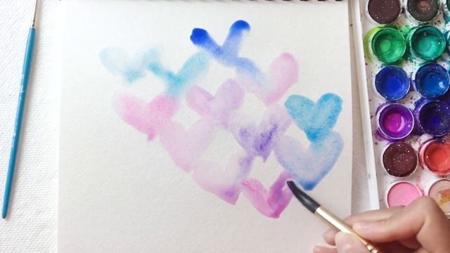 How to paint Watercolor Hearts Tutorial смотреть онлайн