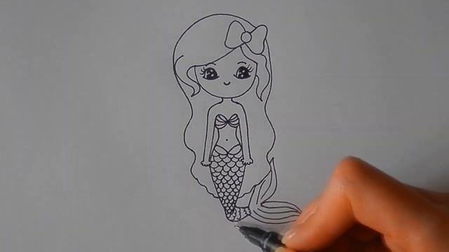 Как нарисовать МИЛУЮ РУСАЛОЧКУ, Рисуем Просто/787/How to draw a CUTE little MERMAID смотреть онлайн