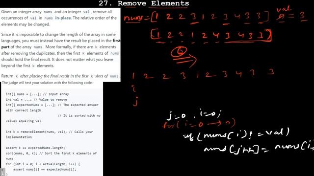 27 Remove Elements | Leetcode 27 | Solution | Java | Array | Two Pointers смотреть онлайн
