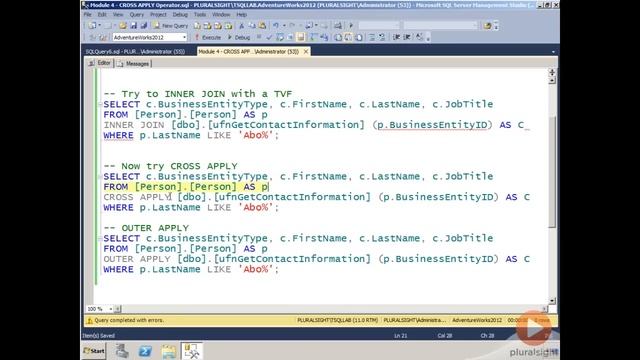 Cross Apply & Outer Apply in SQL Server смотреть онлайн