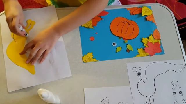 Улитка тыква Аппликация из цветной бумаги с шаблоном для скачивания смотреть онлайн