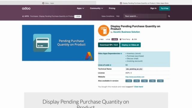 Install Modul Extra Display Pending Purchase Quantity on Product Odoo 16.0 (Mac OS Version) смотреть онлайн