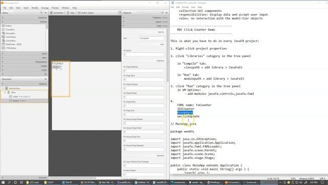 9.3 MVC Click Counter, adding FXML file, using Scene Builder to design GUI смотреть онлайн