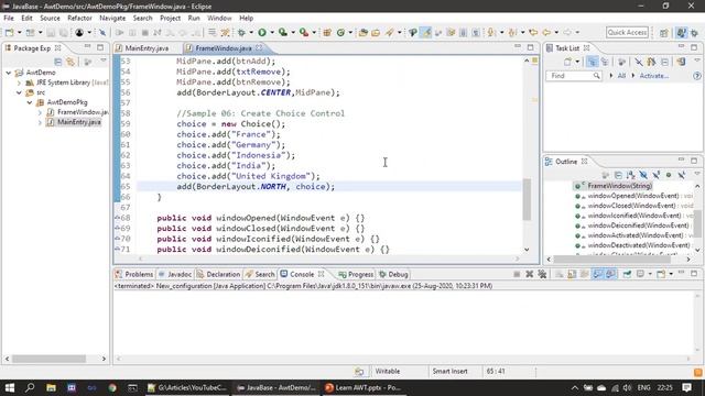14 Java AWT Choice Control - Add, Remove and Selected String смотреть онлайн