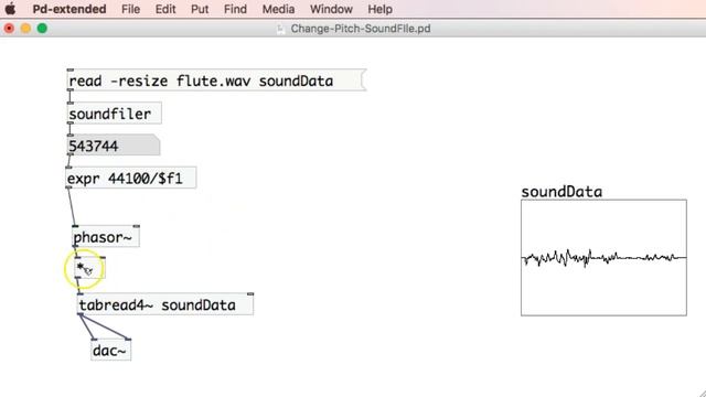 Change the pitch of a sound file in pure data смотреть онлайн