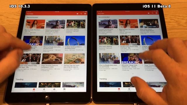 iPad Air Speed Test iOS 10.3.3 vs iOS 11 Beta 8 / Public Beta 7 Build 15A5368a смотреть онлайн