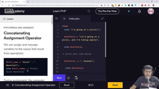 Learning PHP with CodeAcademy Strings ,Variables and Numbers part 3 смотреть онлайн