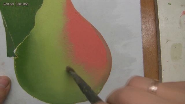 Как нарисовать реалистично. Рисуем грушу красками. смотреть онлайн