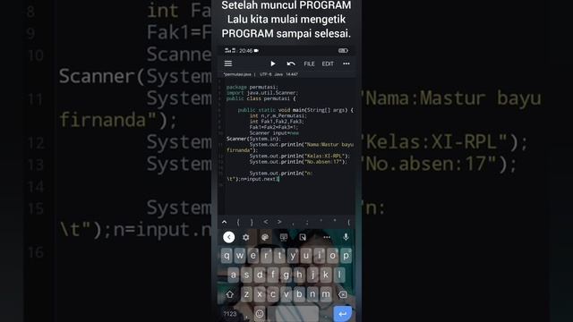 Membuat PROGRAM Permutasi dengan aplikasi JAVA N-IDE смотреть онлайн