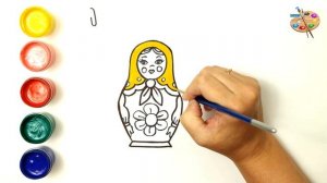Раскраски для детей МАТРЁШКА / Разукрашки мультяшки как нарисовать МАТРЁШКУ / Раскраски