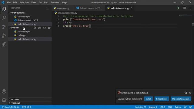 How to solve indentation error in python | simple python program смотреть онлайн