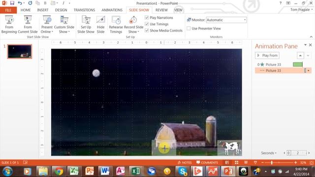 Intro to PowerPoint animation in PowerPoint 2013 2016 tutorial - Making the Cow Jump over the Moon смотреть онлайн