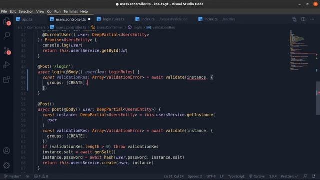 14 - (Arabic) Authentication with routing controllers - restful API - Koa.js | TypeScript | TypeOR смотреть онлайн