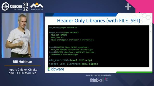 import CMake, CMake and C++20 Modules - Bill Hoffman - CppCon 2022 смотреть онлайн