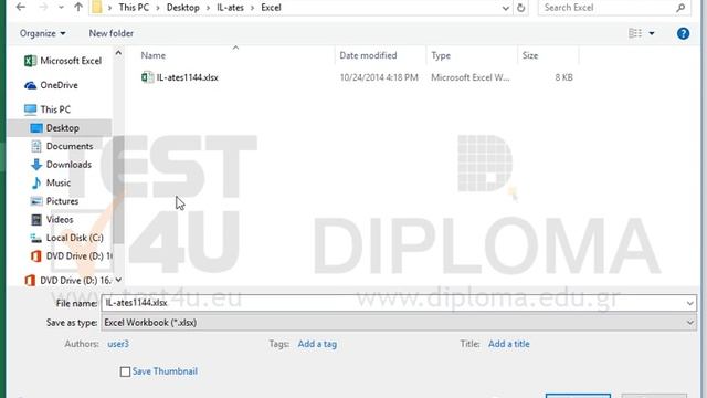 Save the active workbook as mybook in the IL-ates\Excel file on the desktop. смотреть онлайн