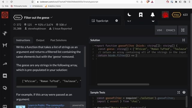 Codewars - Typescript - Filter out the geese смотреть онлайн