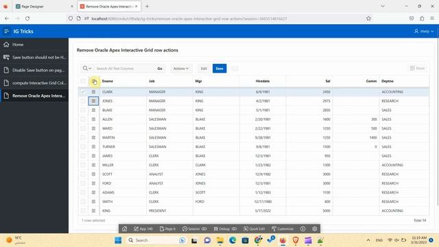 Hide row actions in Interactive Grid in Oracle Apex смотреть онлайн