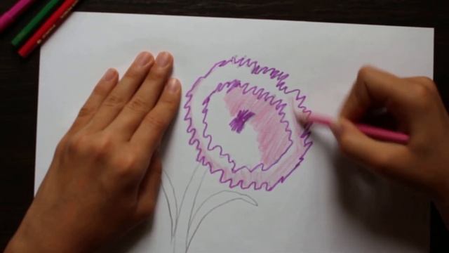 Учимся рисовать цветок астра. смотреть онлайн