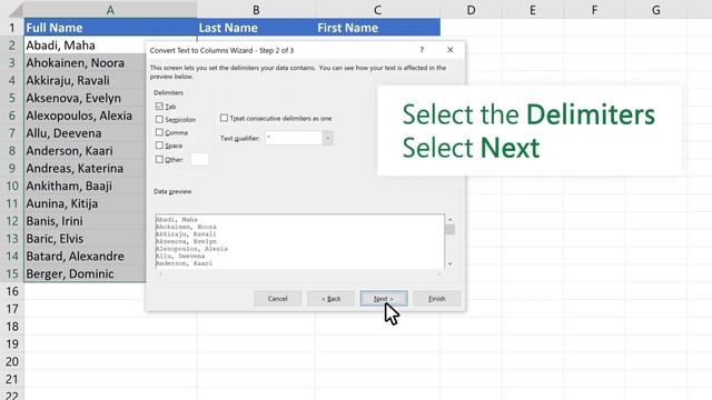 Excel - Split text into different columns with the Convert Text to Columns Wizard смотреть онлайн