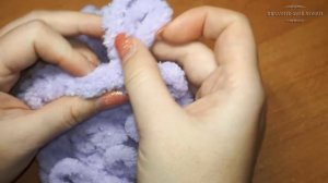 ?Шапка c отворотом из ALIZE PUFFY ?  Вязание без спиц и крючка.✅