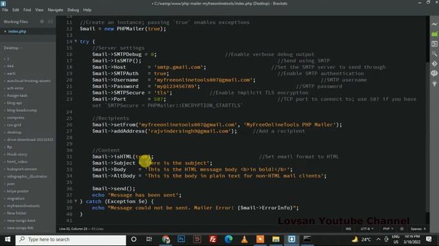 PHPMailer 6.6.0 install with composer (Hindi) | Use Gmail SMTP Port and Send Email by PHP Code смотреть онлайн