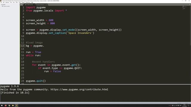 Pygame Space Invaders Beginner Tutorial in Python - PART 1 | Initial Setup смотреть онлайн