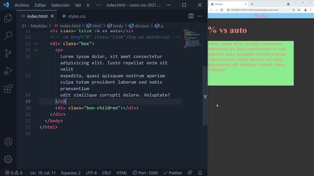 ▶ Cómo se utilizan y Funcionan HEIGHT % Y HEIGHT AUTO ? CURSO de CSS Básico desde cero 2021 #45 смотреть онлайн