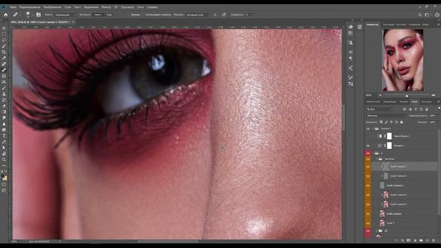 Бьюти ретушь в Photoshop, ускоренная в 30 раз | До и После смотреть онлайн