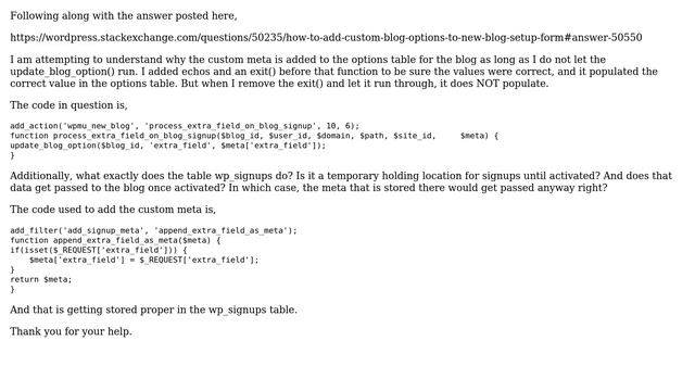 Wordpress: How does adding custom meta to signup form work? смотреть онлайн