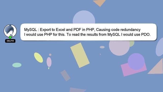 MySQL : Export to Excel and PDF in PHP, Causing code redundancy смотреть онлайн