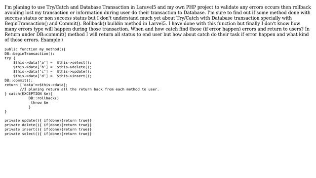 Software Engineering: How to use Try/catch and database transaction in PHP and laravel? смотреть онлайн