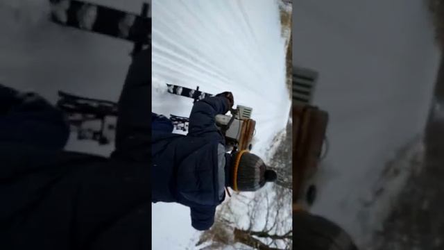 Мотоблок Урал с прицепом зимой смотреть онлайн