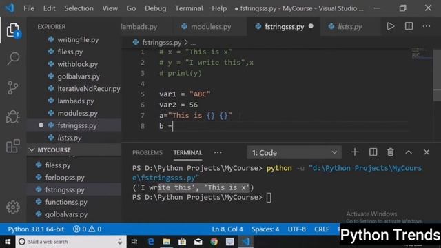 F-String In Python -Python Trends | Python Tutorials For Absolute Beginners #24 смотреть онлайн