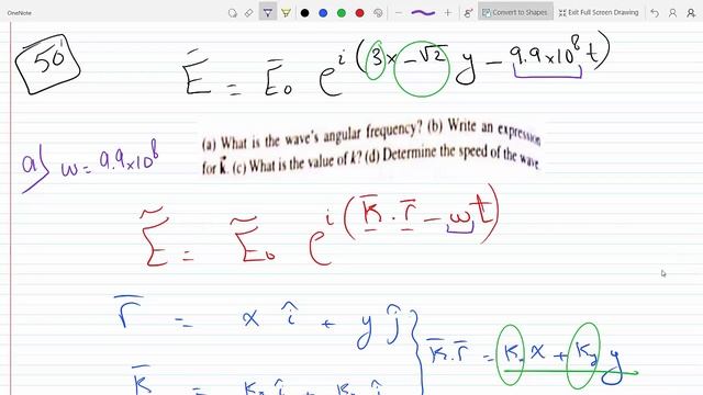 Find wave number propagation angular frequency and speed of a wave with a electric field 2-50 смотреть онлайн